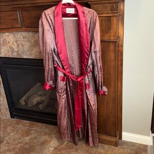 Vintage 1940s brown burgundy paisley smoking robe atomic Styled by Standard L/XL